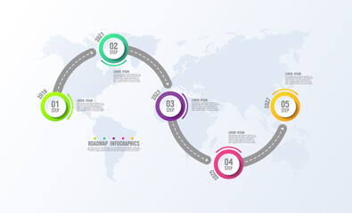 Fototapeta premium Roadmap infographic business abstract background template colorful with 5 step