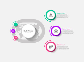 Business infographic  abstract background template circle colorful with 3 step