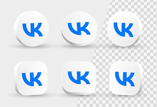 3d vkontakte vk logo in modern circle, square for Social media 3d icons. social network 3d logo - vk 3d icon. vk vkontakte Circle Button Icon 3D popular social media icons in white frame