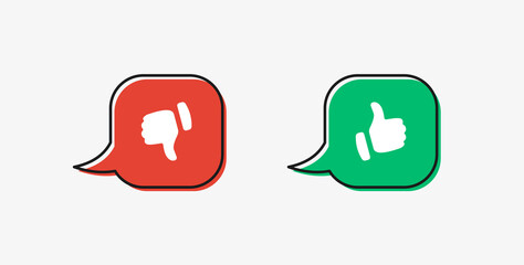 Dos and donts icons in speech bubble line frame - thumbs up or thumb down. Like or dislike - do's and don'ts frames - true or false - Dos and dont in outline frame	
 - obrazy, fototapety, plakaty