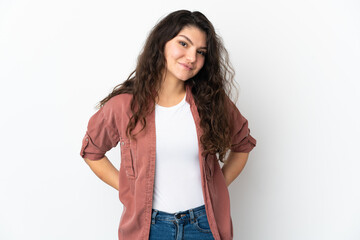 Teenager Russian girl isolated on white background laughing