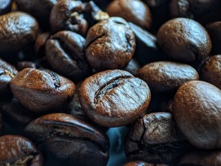 natural coffee beans, macro coffee