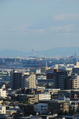 日本の住宅街　兵庫県芦屋市から大阪方面の風景
