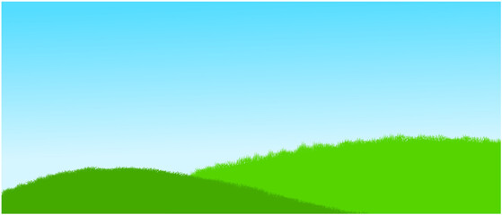 Obraz premium green grass on hills and blue sky