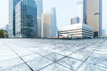 Fototapeta premium Modern office buildings and square platforms in the city