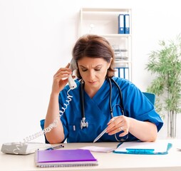 The female doctor cardiologist working in the hospital