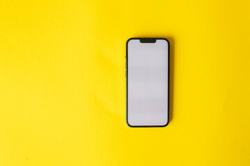 Smartphone screen for your brand yellow background