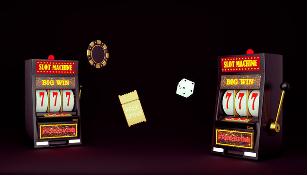 Slot machine gold color wins the jackpot. 777 Big win concept banner casino on purple background. Casino vegas game. Gambling concept design. 3d render illustration.