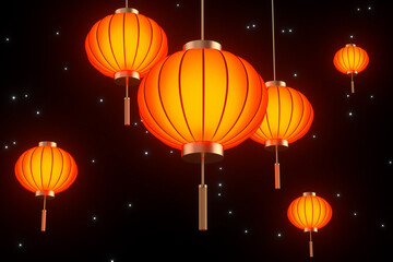 Fototapeta premium 3d rendering chinese style lantern