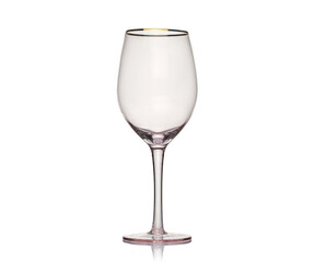 Empty transparent glass cup, shot glass, glass for wine, whiskey, cognac, martini, beer, juice and other drinks, isolated on white background. Dishes for bar, restaurant, pub.