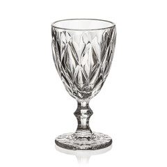 Empty colored glass, tumbler, shot glass for drinks isolated on white background. Ware for bar, restaurant, pub, cafe.