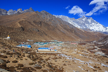 Everest Basiskamp Trek Landschap Dingboche Mount Lhotse Nepal