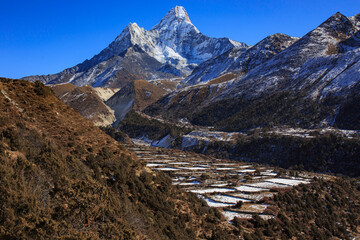 Everest Base camp Trek Landscape Mount Ama Dablam Nepal