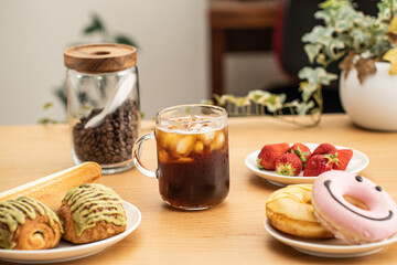アイスコーヒー　朝食