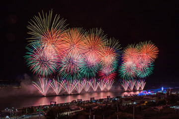 Russia. Nizhny Novgorod. Fireworks in honor of the 800th anniversary of the city.