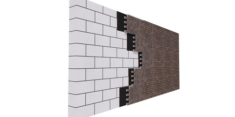 3d illustration of a wall with layers of finishes