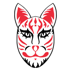 Japanese Fox Mask. Kitsune mask illustration. 