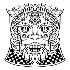 Bali Mask Illustrations on black and white.