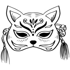 Japanese Fox Mask. Kitsune mask illustration. 