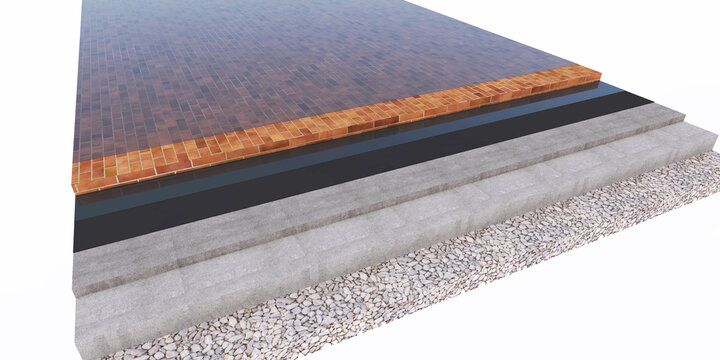 3 d layered outdoor floor. Isometric floor section layers. 