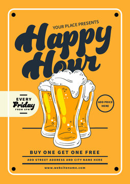 Happy Hour Poster Flyer Social Media Post  Design