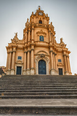Fototapeta na wymiar Facade of Saint George Cathedral in Ragusa, Sicily, Italy