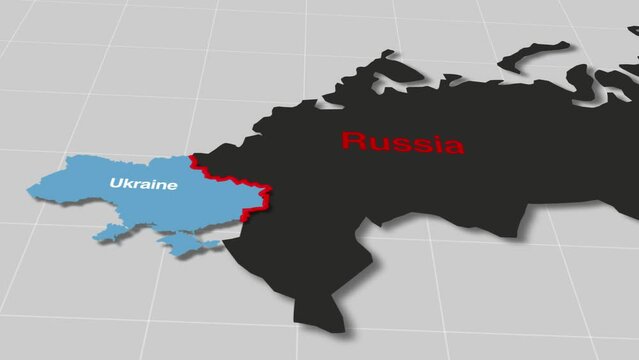 Ukraine war map, Animated map of Russia invasion of Ukraine, the movement of troops. as of February 24, 2022, UHD 4K 3D Renderd