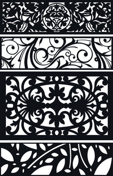 laser cut decoration doors,windows pattern design geometric,abstract floral motifs vector illustration stock 