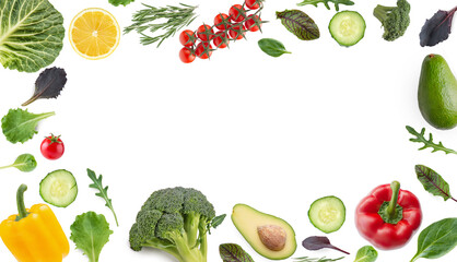 vegetables and herbs on a white isolated background