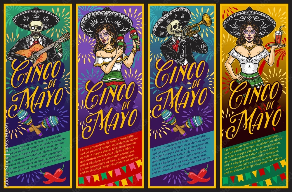 Poster Set of Mexican vertical banners