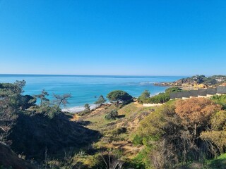 view of the coast of the sea  in Algarve Portugal 