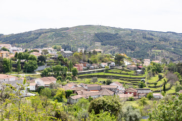 partial view over Castro Daire town, district of Viseu, Portugal - obrazy, fototapety, plakaty