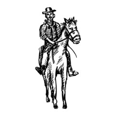  Drawing of cowboy riding horse