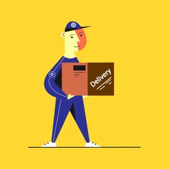 Delivery service, great design for any purposes. Delivery courier service. Online shopping concept. Vector background. Cartoon vector illustration. Flat vector isolated illustration.
