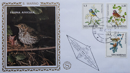 Colorful Vintage Used Postage Stamps from San Marino