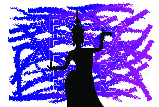 Apsara dancing, Cambodia Apsara drawing isolation background, Apsara traditional drawing, apsara flat drawing template. Vector