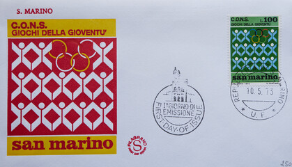 Colorful Vintage Used Postage Stamps from San Marino