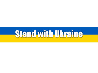 ribbon with Ukrainian flag and slogan Stand with Ukraine