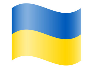 waved Ukrainian flag isolated on white