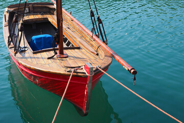 Obraz premium Traditional fishing boat as seen in beautiful Aegean sea Greek island