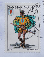 Colorful Vintage Used Postage Stamps from San Marino