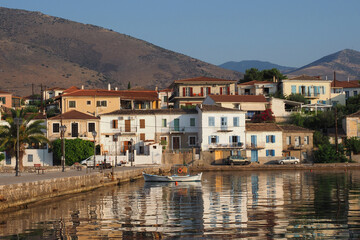Fototapeta na wymiar Beautiful small port of Hirolakas in main picturesque village of Galaxidi, Fokida, Greece