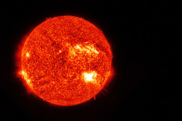 The sun, on a dark background. Elements of this image furnished by NASA