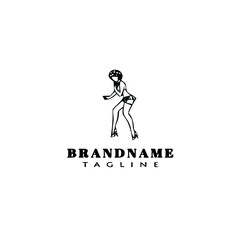 french maid logo cartoon design template icon black isolated vector