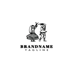 garba dance or indian dance logo cartoon icon design template black isolated vector illustration