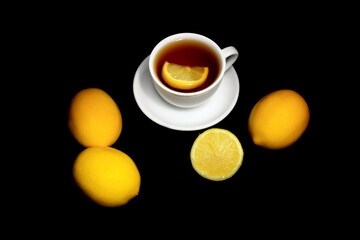 Tea, lemon, yellow, hot vitamin drink 