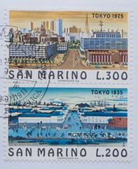 Colorful Vintage Used Postage Stamps from San Marino