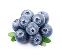 Sweet blueberries with leaves