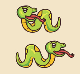 cute snake walking creep. cartoon animal nature concept Isolated illustration. Flat Style suitable for Sticker Icon Design Premium Logo vector. Mascot Character