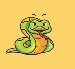 cute snake looking to the front. cartoon animal nature concept Isolated illustration. Flat Style suitable for Sticker Icon Design Premium Logo vector. Mascot Character
